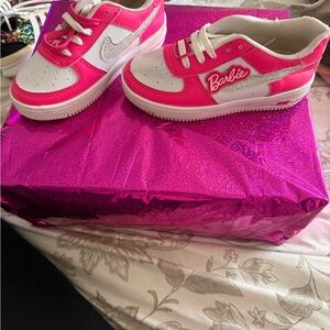 Barbie Pink, White & Silver Kids Sneakers